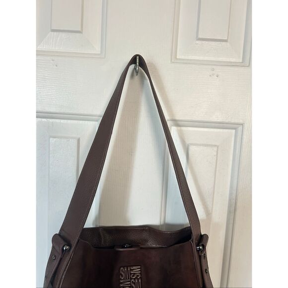 Steve Madden Coffee Brown Faux Leather BMonte Bucket Shoulder Bag boho - Picture 2 of 8